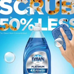 Platinum Liquid Dish Soap with Sponge, Refreshing Rain, 24 fl oz., 3/Carton (49041)<Dawn Hot