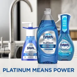 Platinum Liquid Dish Soap with Sponge, Refreshing Rain, 24 fl oz., 3/Carton (49041)<Dawn Hot
