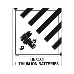 Decker Tape Products UN3480 LITHIUM ION BATTERIES Shipping Label, 4.75" x 4", White/Black, 500 Labels/Roll (DL526P-2)