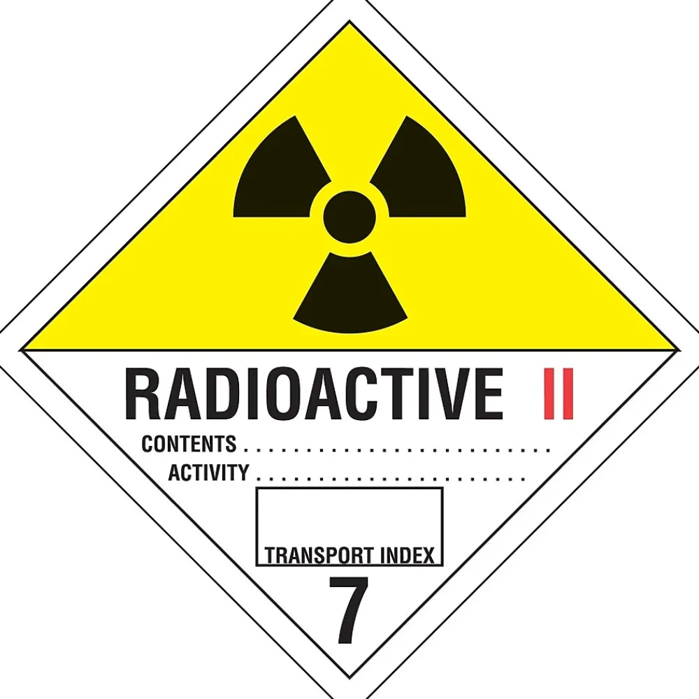Labels|Decker Tape Products Decker Tape "Radioactive 2" Label, 4" x 4", 500/RL