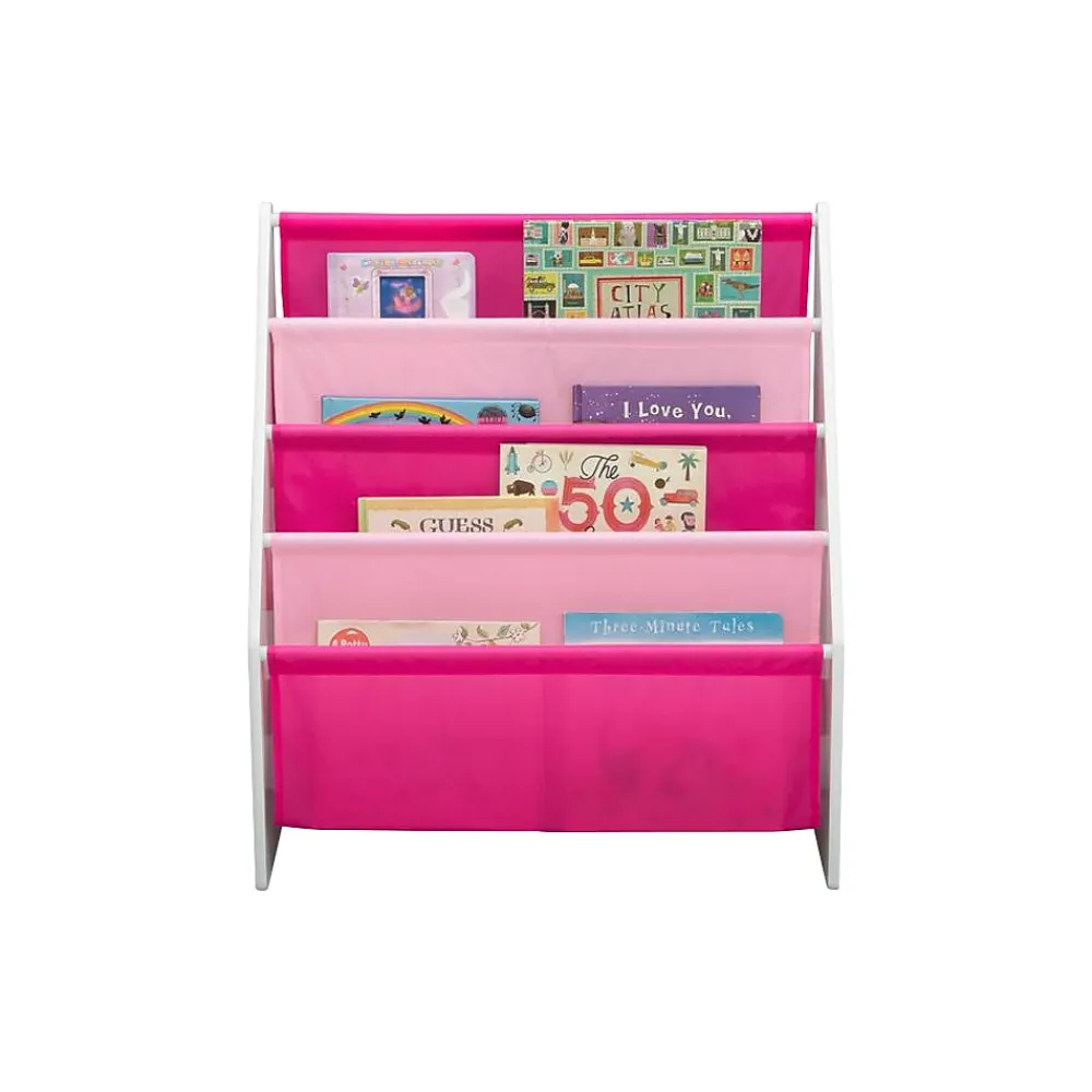 Bookcases*Delta Children Sling Book Rack 4-Tier 28"H Bookshelf, Bianca White/Pink (TB84413GN-130)