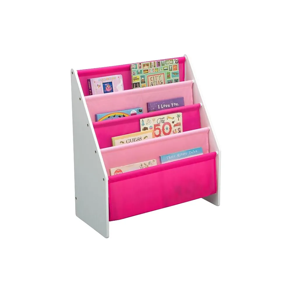Bookcases*Delta Children Sling Book Rack 4-Tier 28"H Bookshelf, Bianca White/Pink (TB84413GN-130)