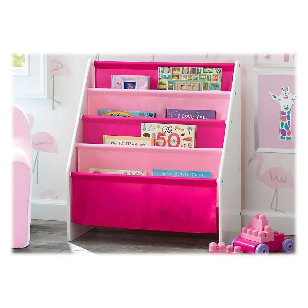 Bookcases*Delta Children Sling Book Rack 4-Tier 28"H Bookshelf, Bianca White/Pink (TB84413GN-130)