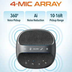 Delton C4700 Noise Reducing 360° Voice Pickup Wired/Wireless Conference Speaker Speakerphone, Black (DSC4700-WR)