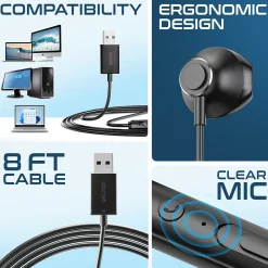 Discount Delton 10E Stereo USB In-Ear Computer Headset with Microphone, Black (DWH10E)