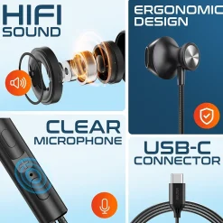 New Delton 15EC Stereo Earbuds, USB Type-C (DWH15EC)