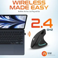 Outlet Delton Ergonomic 12 Wireless Ergonomic Optical 2.4 GHz Gaming Mouse, Black (DMERG12-WB)