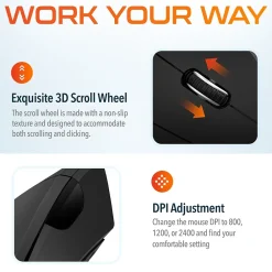 Outlet Delton Ergonomic 12 Wireless Ergonomic Optical 2.4 GHz Gaming Mouse, Black (DMERG12-WB)