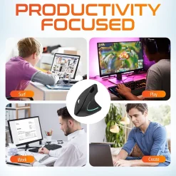 Outlet Delton Ergonomic 12 Wireless Ergonomic Optical 2.4 GHz Gaming Mouse, Black (DMERG12-WB)