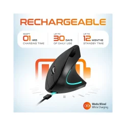 Best Delton Ergonomic 12 Wireless Right Handed Optical 2.4 GHz Gaming Mouse, Black (DMERG12-WR )