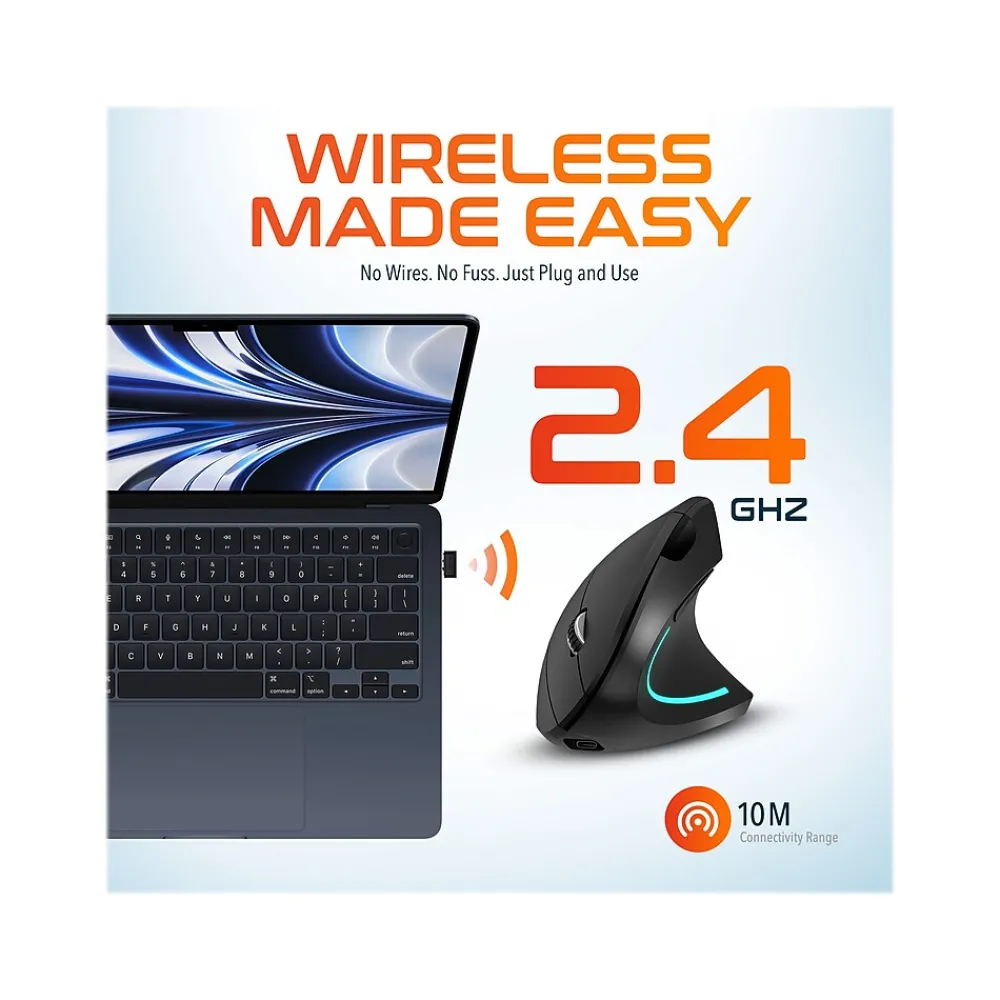 Best Delton Ergonomic 12 Wireless Right Handed Optical 2.4 GHz Gaming Mouse, Black (DMERG12-WR )