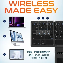 New Delton F92 Foldable Portable Wireless Keyboard with Touchpad, Black (DKBF92)