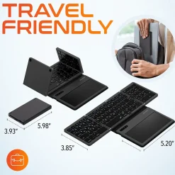 New Delton F92 Foldable Portable Wireless Keyboard with Touchpad, Black (DKBF92)