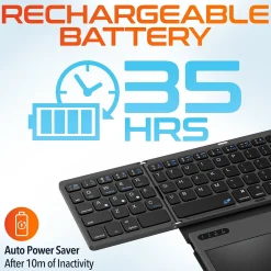 New Delton F92 Foldable Portable Wireless Keyboard with Touchpad, Black (DKBF92)