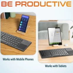 New Delton F75 Small Wireless Foldable Portable Keyboard and Touchpad, Black (DKBF75)