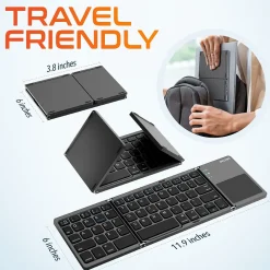 New Delton F75 Small Wireless Foldable Portable Keyboard and Touchpad, Black (DKBF75)