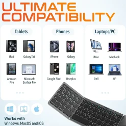 New Delton F75 Small Wireless Foldable Portable Keyboard and Touchpad, Black (DKBF75)