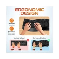 Sale Delton G20 Wireless Ergonomic Computer Keyboard and Optical Mouse Combo, Black (DKMKITERG20-WB)