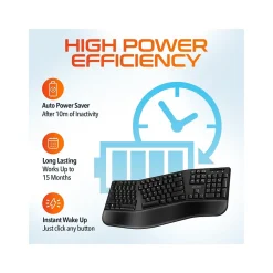 Sale Delton G20 Wireless Ergonomic Computer Keyboard and Optical Mouse Combo, Black (DKMKITERG20-WB)