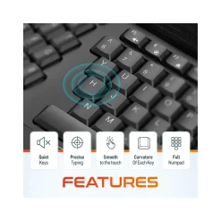 Sale Delton G20 Wireless Ergonomic Computer Keyboard and Optical Mouse Combo, Black (DKMKITERG20-WB)