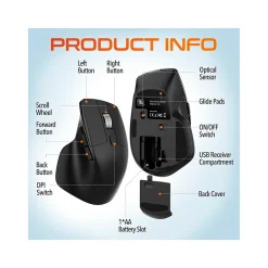 Hot Delton G18 Wireless Ergonomic Computer Keyboard and Optical Mouse Combo, Black (DKMKITERG18-WB)