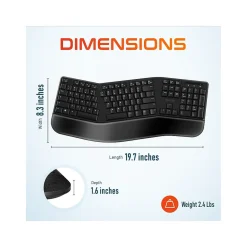 Hot Delton G18 Wireless Ergonomic Computer Keyboard and Optical Mouse Combo, Black (DKMKITERG18-WB)
