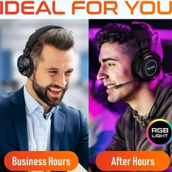 Hot Delton G520 Wireless Noise Canceling Bluetooth Stereo Business/Gaming Over-the-Ear Computer Headset, Black (DBHG520)