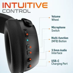 Hot Delton G520 Wireless Noise Canceling Bluetooth Stereo Business/Gaming Over-the-Ear Computer Headset, Black (DBHG520)