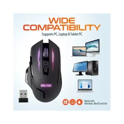 Online Delton G37 Wireless Optical Gaming Mouse, Black (DMGAM37ERG)
