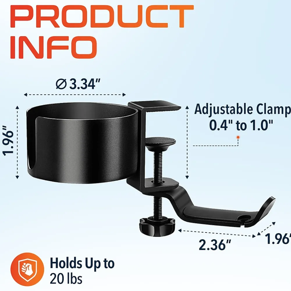 Best Delton H22 Under Desk Cup Holder and Desk Hook for Headphones, Black (DHSCH22)