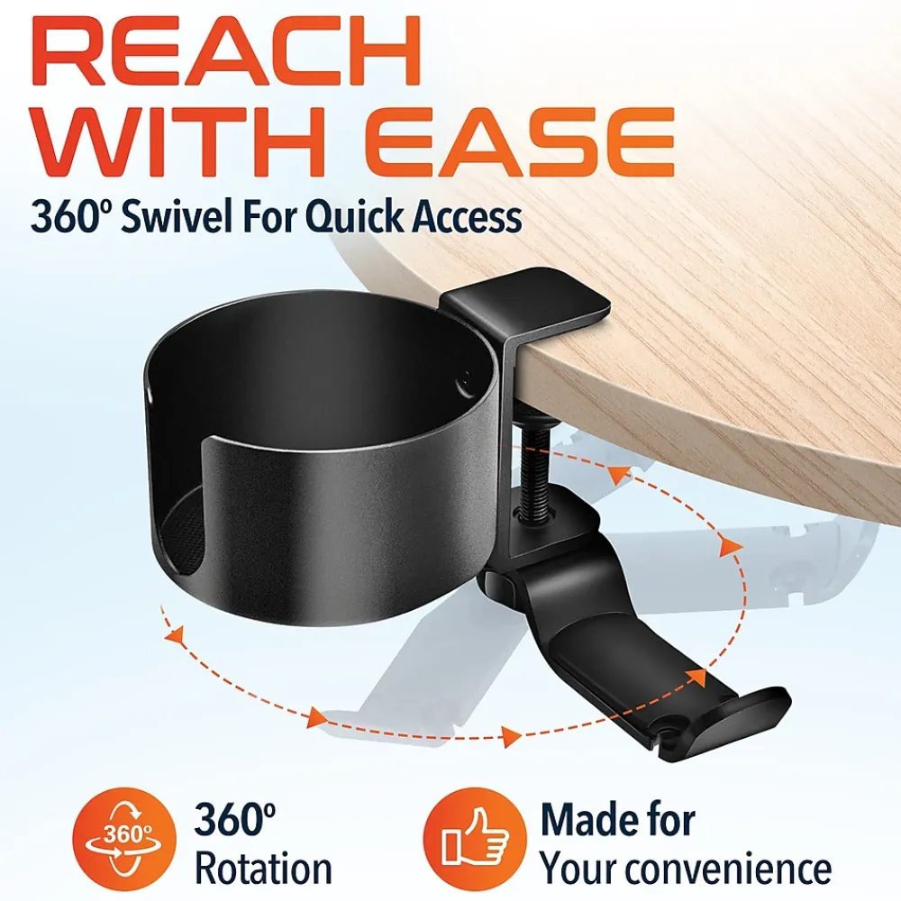 Best Delton H22 Under Desk Cup Holder and Desk Hook for Headphones, Black (DHSCH22)