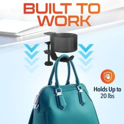 Best Delton H22 Under Desk Cup Holder and Desk Hook for Headphones, Black (DHSCH22)