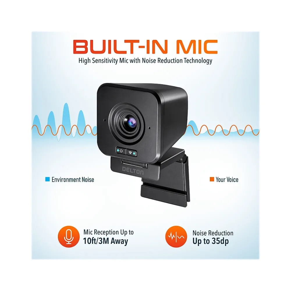 Outlet Delton HD 1080p Wireless Webcam, 2.1 Megapixels, Black (DCWC50)