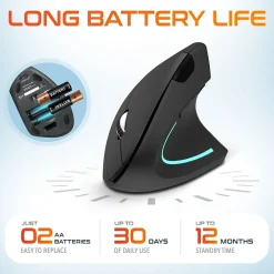 Best Delton KB200 & S12 Wireless Ergonomic Keyboard and Optical Mouse Combo, Black (DKMKITERG12-WB)