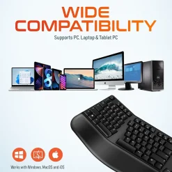 Best Delton KB200 & S12 Wireless Ergonomic Keyboard and Optical Mouse Combo, Black (DKMKITERG12-WB)