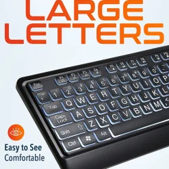 Hot Delton KB20 Large Button/Key Keyboard with Backlight, Black (DBKBG20)