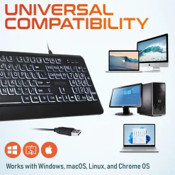 Hot Delton KB20 Large Button/Key Keyboard with Backlight, Black (DBKBG20)