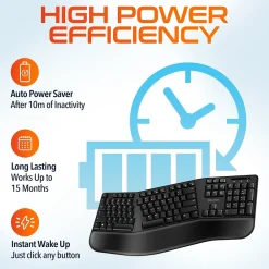 New Delton KB200 Wireless Ergonomic Keyboard, Black (DKBERG24G8-WB)