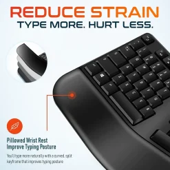 New Delton KB200 Wireless Ergonomic Keyboard, Black (DKBERG24G8-WB)