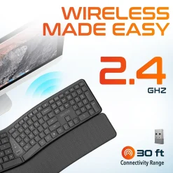 Best Delton KB250 Wireless Ergonomic Keyboard, Black (DKBE250-WB)