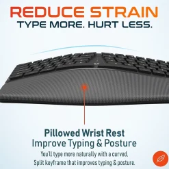 Best Delton KB250 Wireless Ergonomic Keyboard, Black (DKBE250-WB)