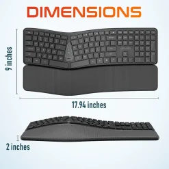 Best Delton KB250 Wireless Ergonomic Keyboard, Black (DKBE250-WB)