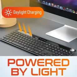 Online Delton KB90 Wireless Rechargeable Solar (Light) Powered Keyboard, Black (DKBSLR90)