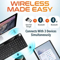 Online Delton KB90 Wireless Rechargeable Solar (Light) Powered Keyboard, Black (DKBSLR90)