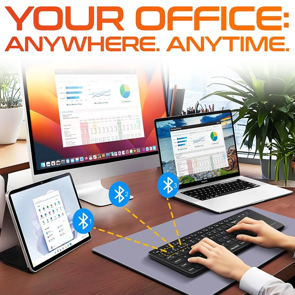 Delton N60 Bluetooth Keyboard with Touchpad, Small Portable Wireless Computer Keyboard, Black (DKMIN60-WB)