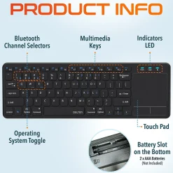 Delton N60 Bluetooth Keyboard with Touchpad, Small Portable Wireless Computer Keyboard, Black (DKMIN60-WB)