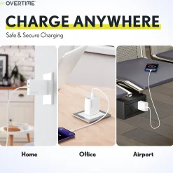 Overtime USB-C/USB Wall & Car Chargers with Apple MFi Certified Cable for iPhone/iPad, White (CE14542A)<Delton Clearance
