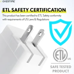 Overtime USB-C/USB Wall & Car Chargers with Two Apple MFi Certified Cables for iPhone/iPad, White (CE14550A)<Delton