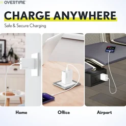 Delton USB-C/USB Wall Charger and Car Charger with Certified USB-C Cable for iPhone 15/Android, White (DAC3IN12USBRG)<Overtime New