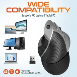 Outlet Delton S22 Vertical Wireless Optical 2.4 GHz Mouse, Black (DMERGS22-WB)